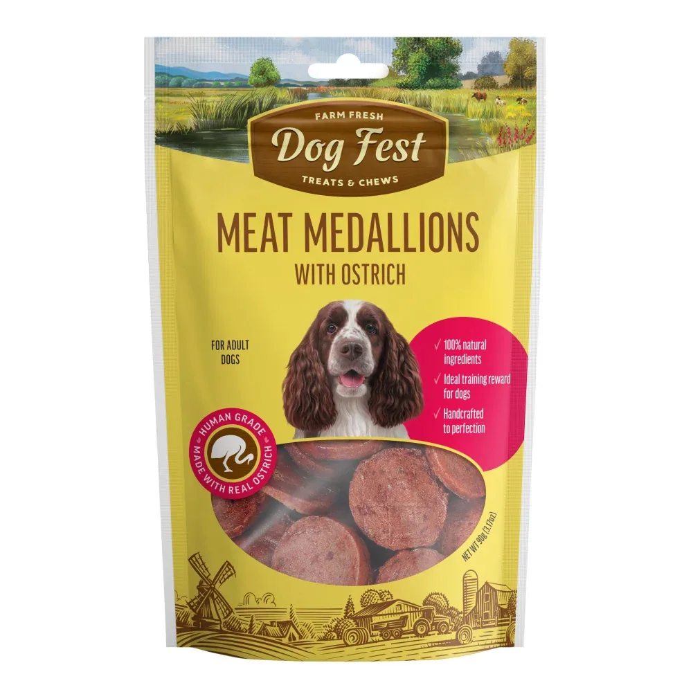 Dogfest Ostrich Medallions Dog Treats
