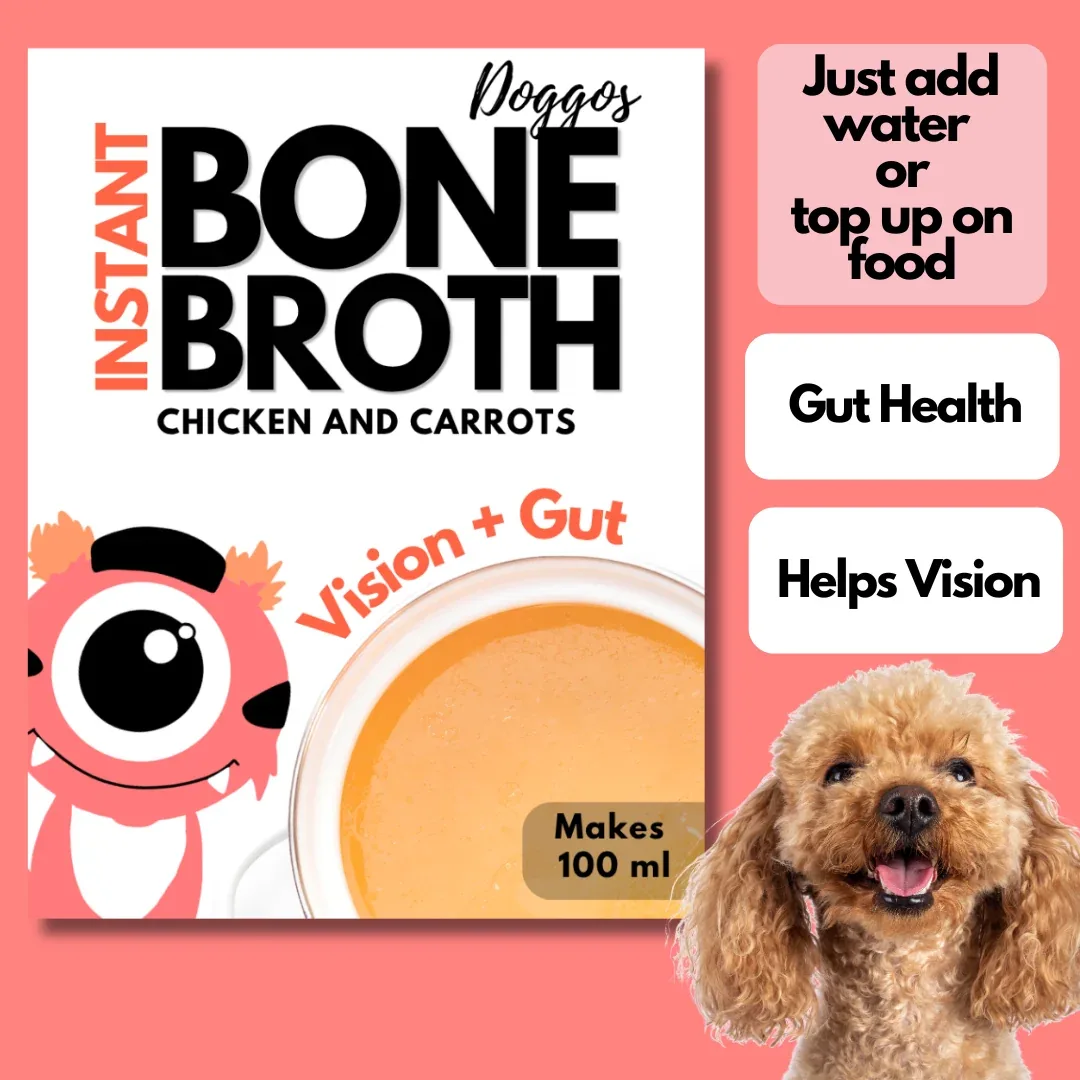 Doggos Instant Chicken and Carrots Bone Broth Gut and Vision Formula (Makes 100ml) for Cats and Dogs