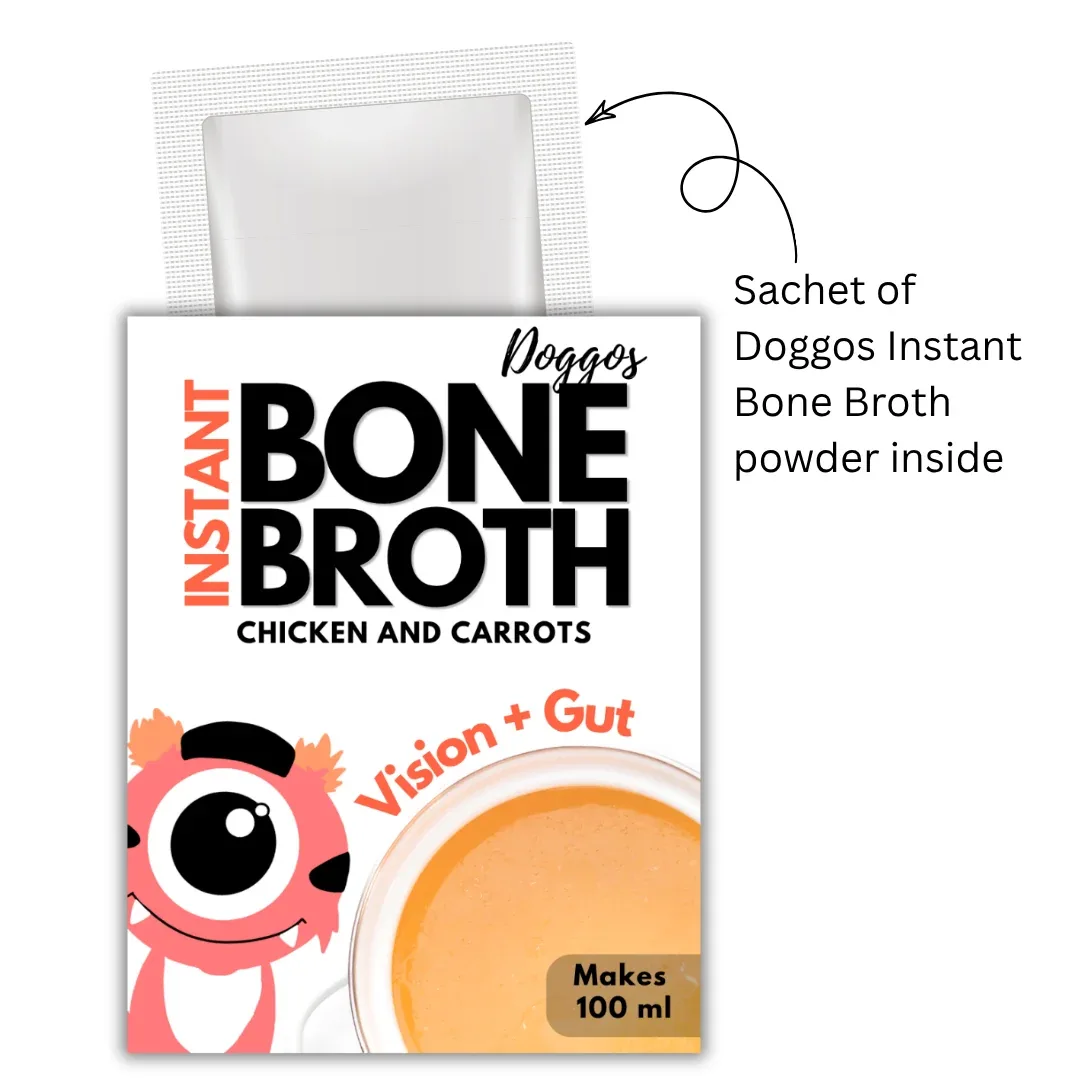 Doggos Instant Chicken and Carrots Bone Broth Gut and Vision Formula (Makes 100ml) for Cats and Dogs - Image 2