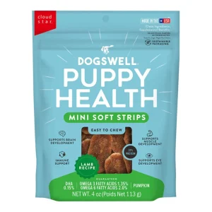 Dogswell Dog Lifestage Puppy Dog Treats Mini Soft Strips Lamb 4 oz