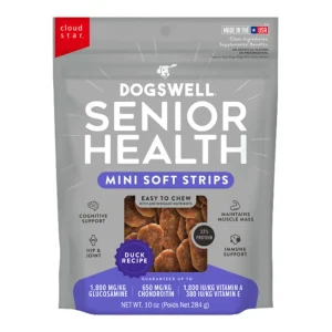 Dogswell Dog Lifestage Senior Dog Treat Jerky Soft Strip Duck, 10 oz