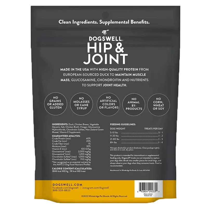 Dogswell Hip & Joint Grain-Free Jerky Dog Treat Regular Duck, 10 oz - Image 2