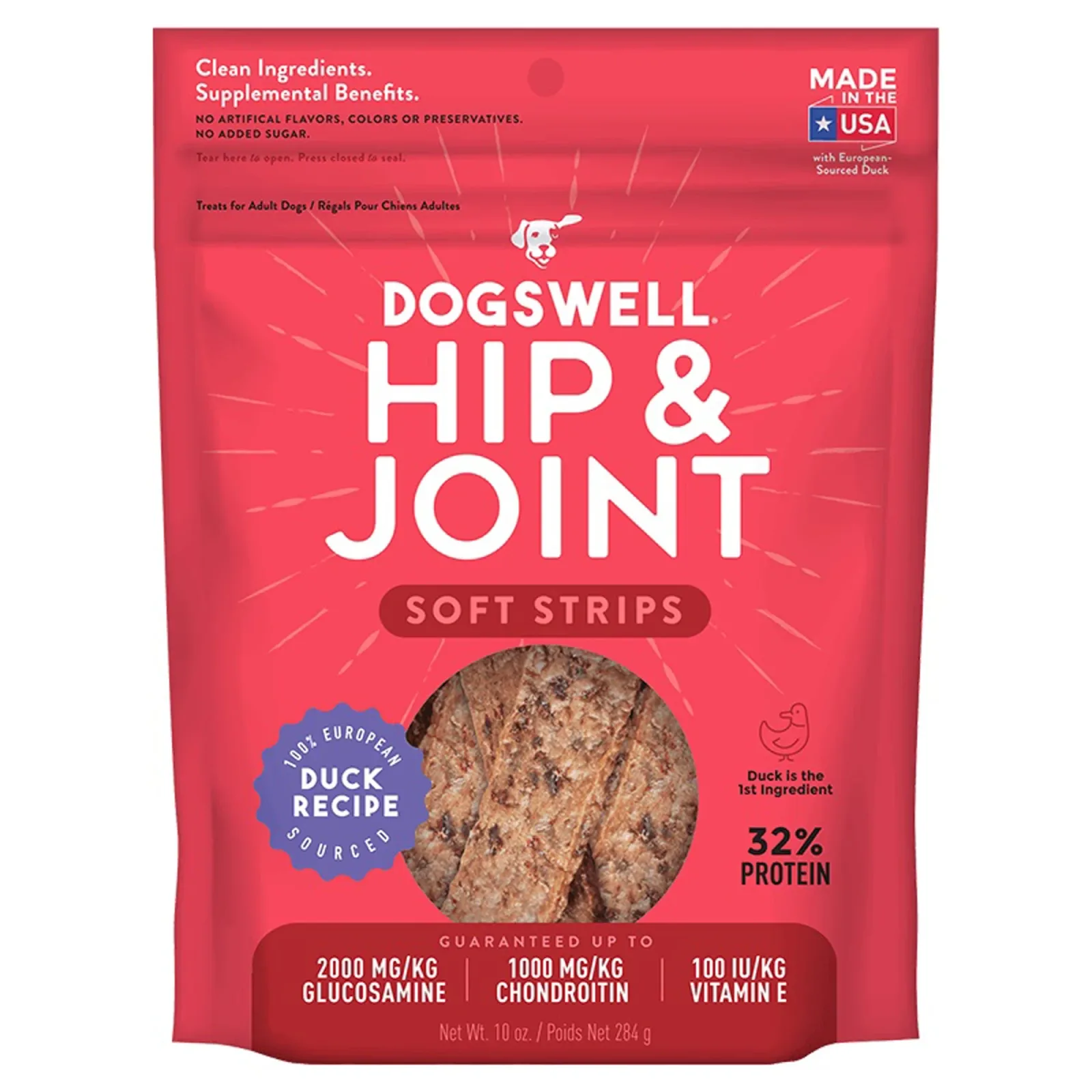 Dogswell Hip & Joint Grain-free Soft Strips Dog Treat Duck 10 oz