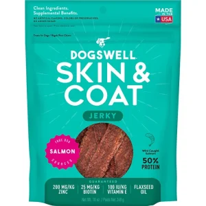 Dogswell Jerky Skin and Coat Grain-Free Salmon, 10 oz