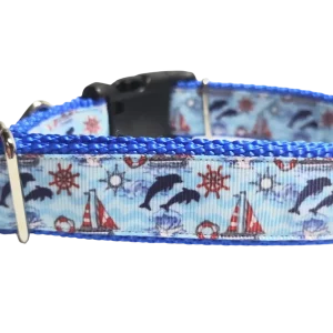 Dolphins at Sea Nylon Dog Collar
