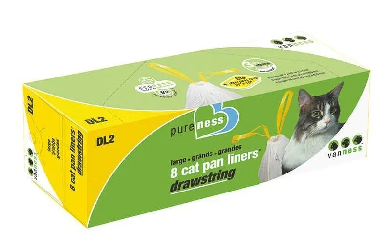 Drawstring Cat Litter Pan Liners LG-8pack Ivory