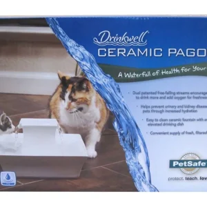 Drinkwell Pagoda Ceramic Pet Water Fountain White