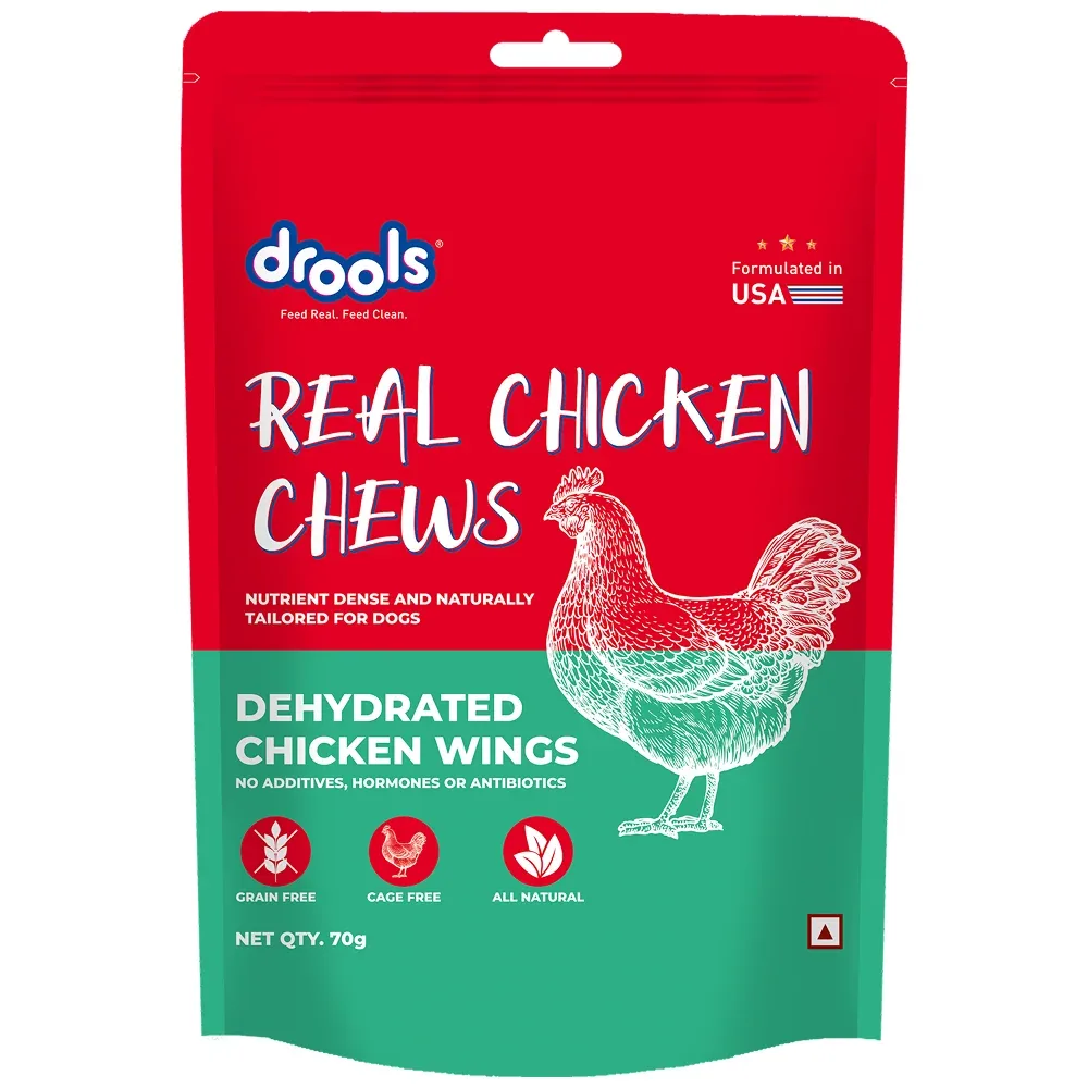 Drools Dehydrated Real Chicken Wing Chews Treat for Dogs