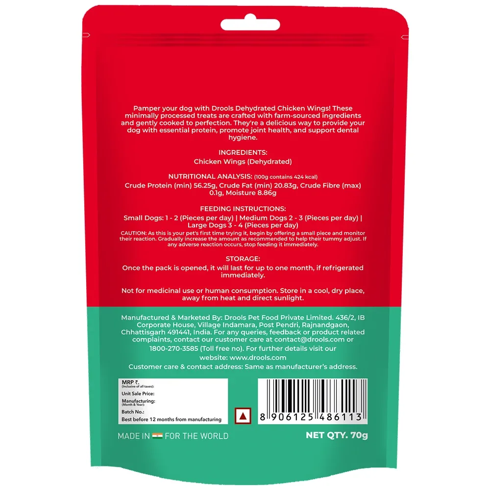 Drools Dehydrated Real Chicken Wing Chews Treat for Dogs - Image 2