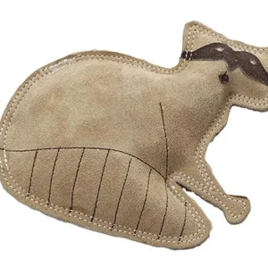 Dura-Fused Leather Dog Toy Raccoon, Tan Small