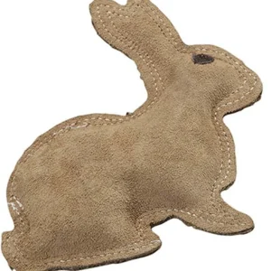 Dura-Fused Leather & Jute Dog Toy Rabbit, Brown Small