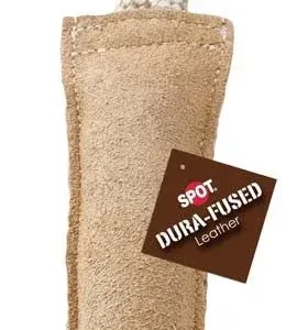 Dura-Fused Leather Retriever Dog Toy, Brown, White, 15 in