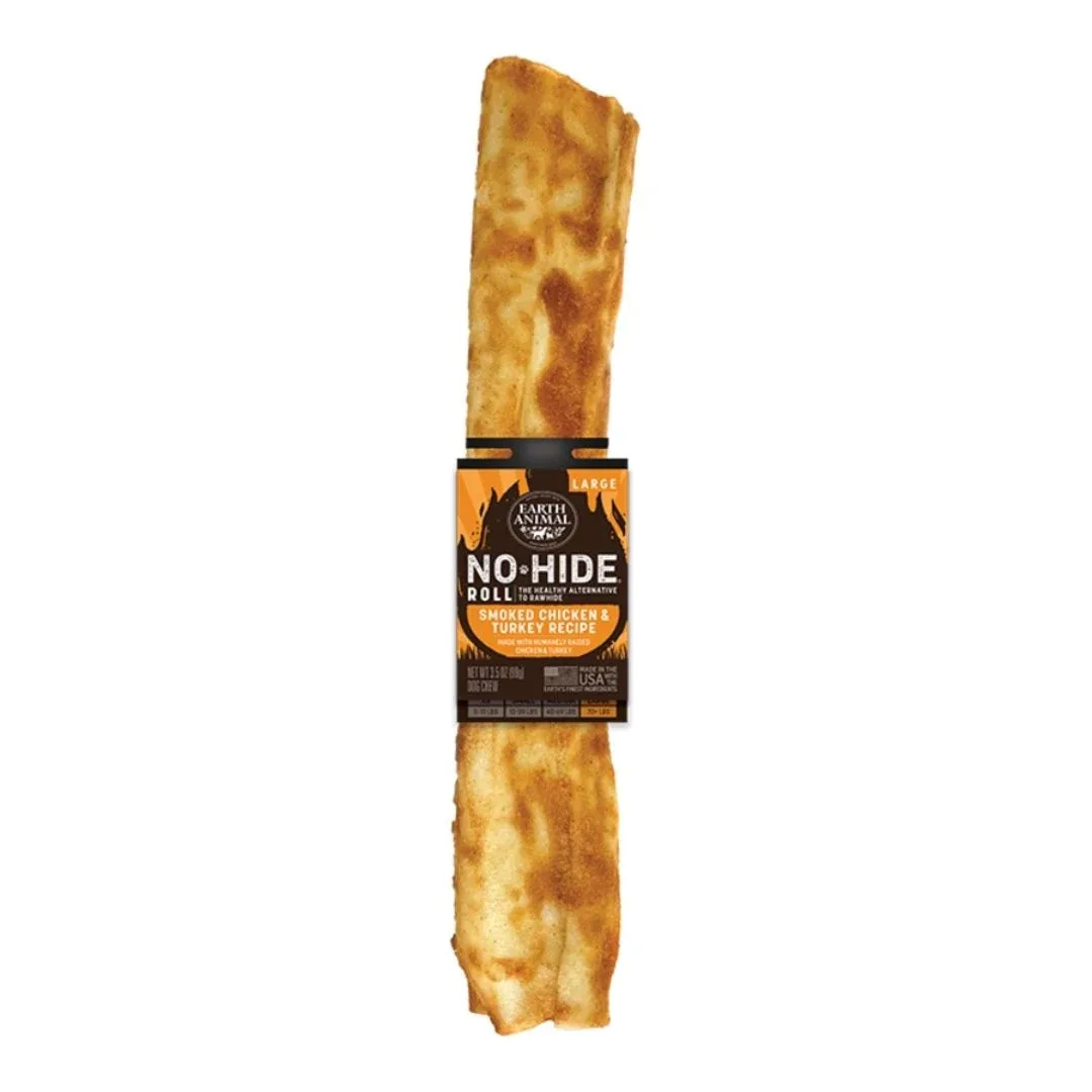 Earth Animal Dog No-Hide BBQ Roll Chicken/Turkey Large 24 ct