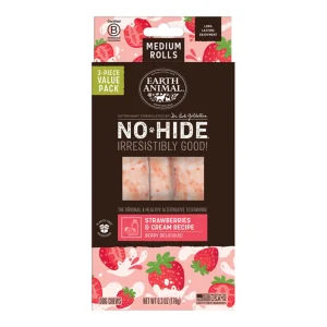 Earth Animal Dog No - Hide Original Collection Strawberries & Cream Rolls Medium Value Pack - 3 ct