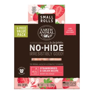 Earth Animal Dog No - Hide Original Collection Strawberries & Cream Rolls Small Value Pack - 6 ct