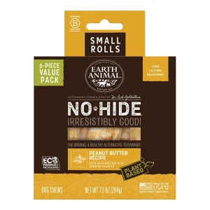 Earth Animal Dog No-Hide Peanut Butter Rolls Small Value 6 ct