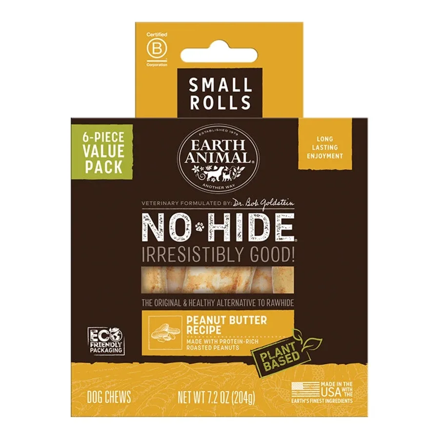Earth Animal Dog No-Hide Peanut Butter Rolls Small Value 6 ct