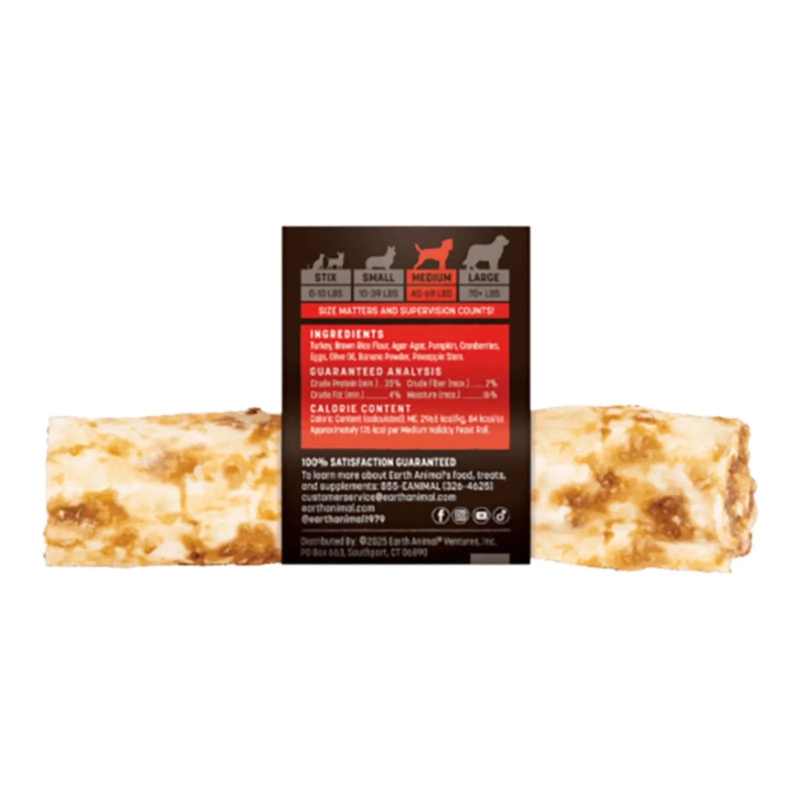 Earth Animal Dog No - Hide Seasonal Collection Holiday Feast Rolls Medium - 10 ct - Image 2