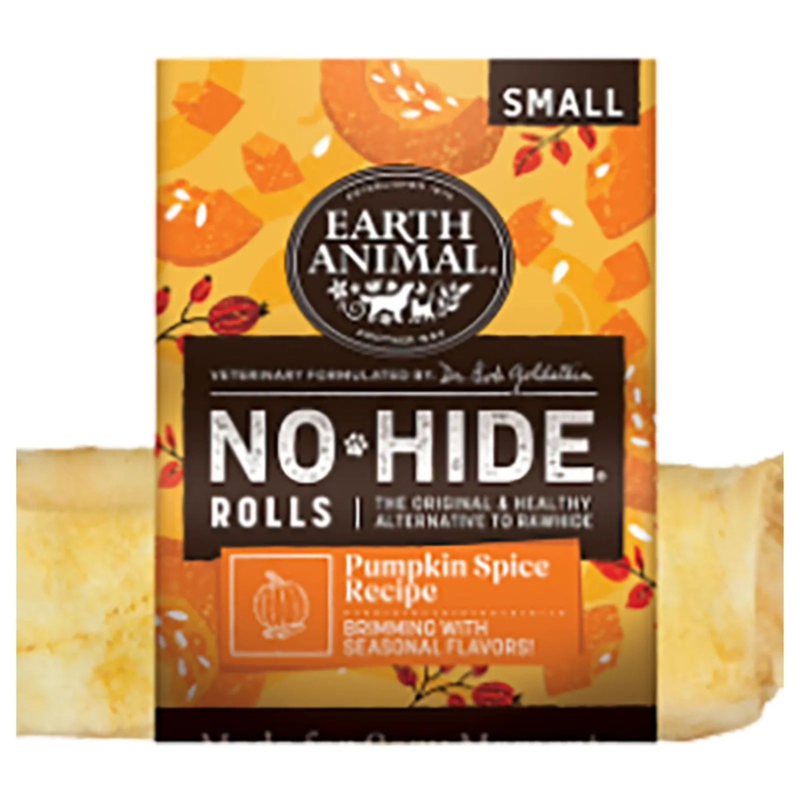 Earth Animal Dog No - Hide Seasonal Collection Pumpkin Spice Rolls Small - 20 ct