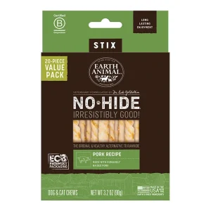 Earth Animal Dog No-Hide Stix Pork Value 20 ct