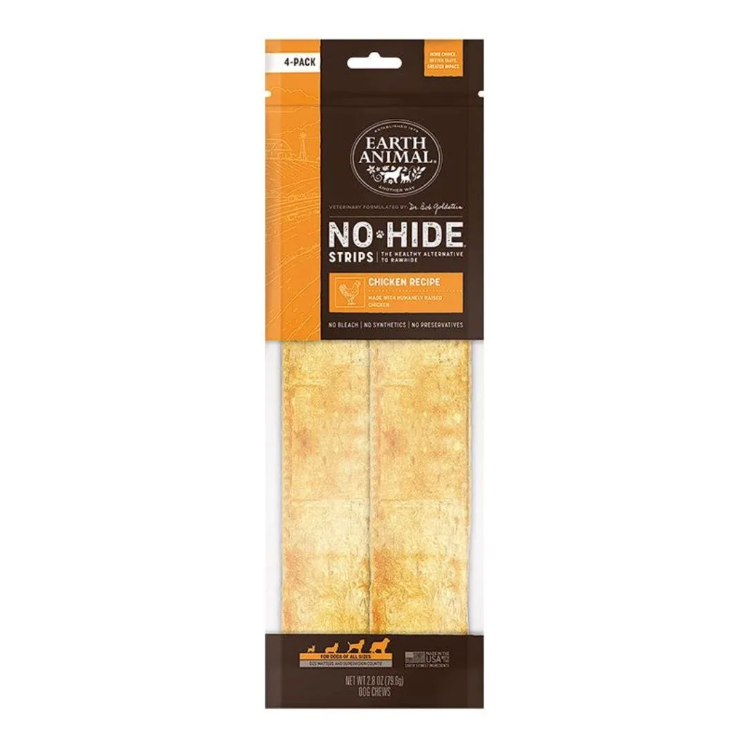 Earth Animal Dog No Hide Strips Chicken 4 ct