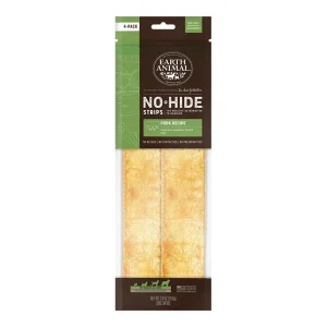 Earth Animal Dog No-hide Strips Pork 4 ct