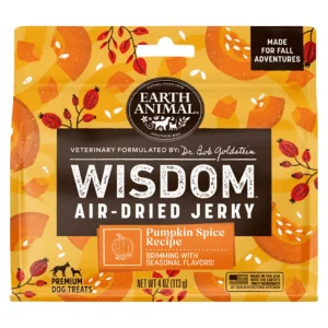 Earth Animal Dog Wisdom Air-Dried Jerky Pumpkin Spice Recipe 4 oz