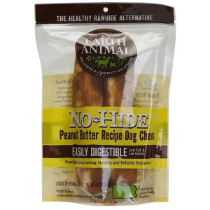 Earth Animal No-Hide 11 in Peanut Butter Dog Chew - Rawhide-Free, 2 ct