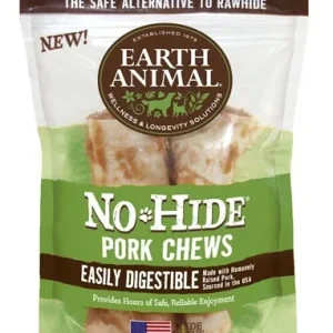 Earth Animal No Hide Pork Chews Dog Treats, 4 in, 2 ct