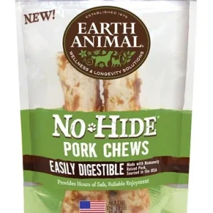 Earth Animal No Hide Pork Chews Dog Treats, 7 in, 2 ct
