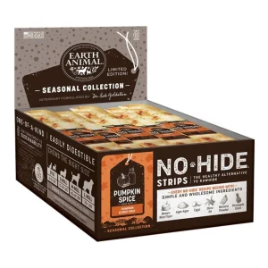 Earth Animal No-Hide Pumpkin Spice Strips - Rawhide-Free, 60 ct