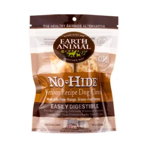Earth Animal No Hide Venison Chews Dog Treats, 4 in, 2 ct