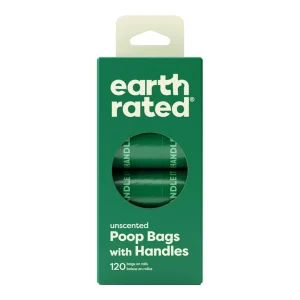 Earth Rated Dog Unscented Poop Bags With Handles Refill Rolls, 120 ct