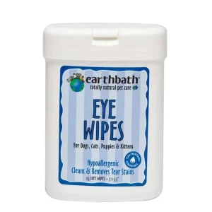 Earthbath Eye Wipes for Dogs, Cats, Puppies, & Kittens, Fragrance Free 25 ct