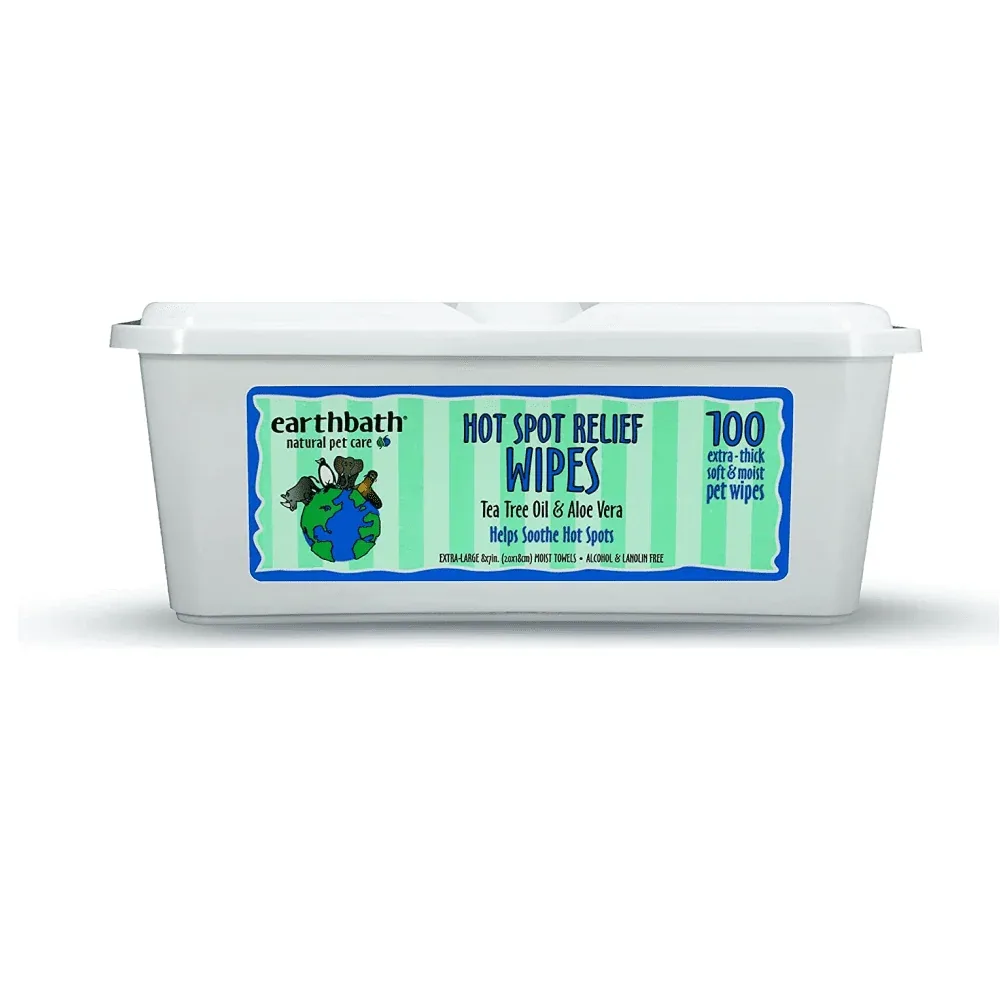 EarthBath Tea Tree & Aloe Vera Hot Spot Wipes for Dogs and Cats