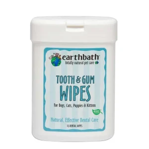 Earthbath Tooth & Gum Wipes for Dogs, Cats, Puppies, & Kittens 25 ct