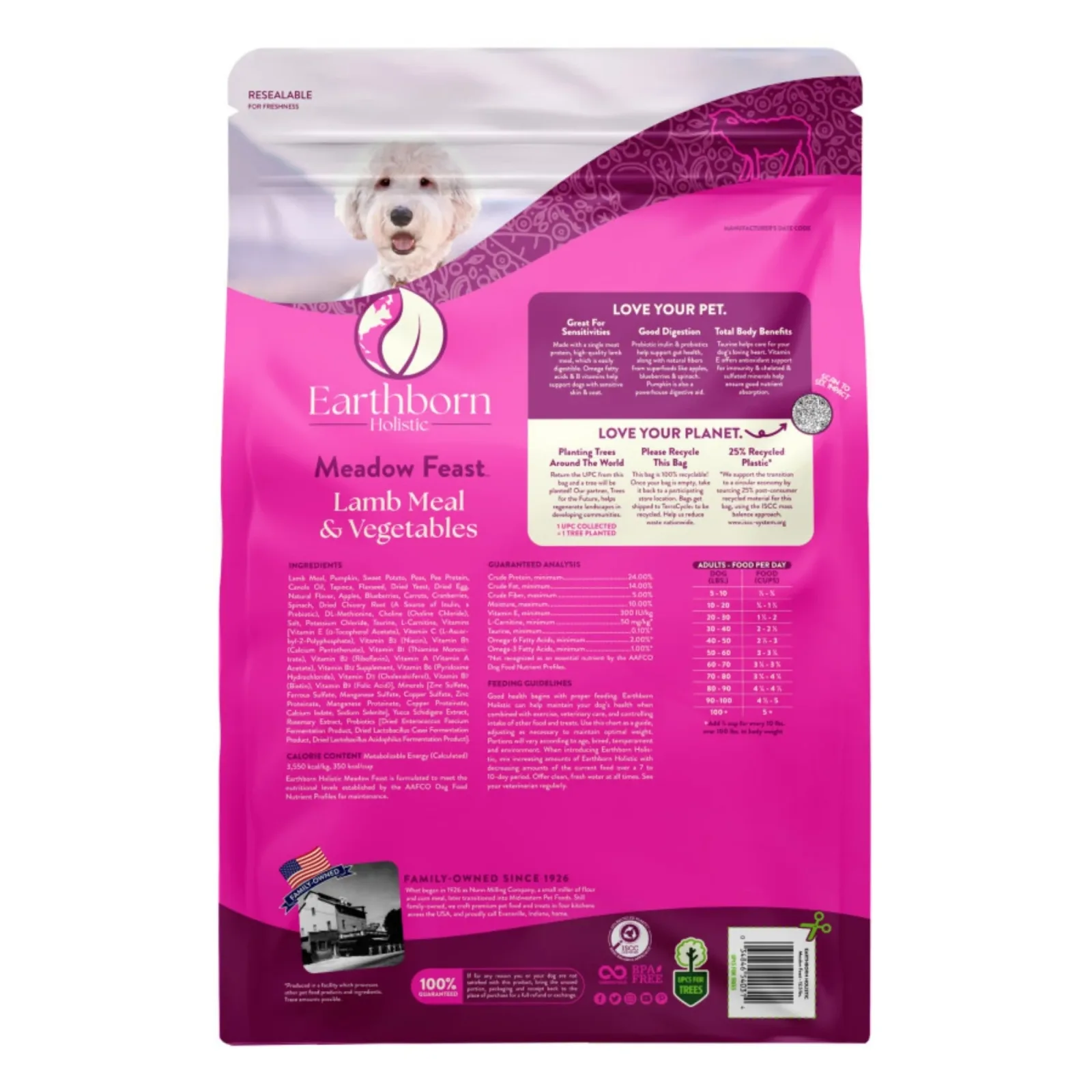 Earthborn Holistic Meadow Feast Grain-Free Dry Dog Food Lamb Meal & Vegetables, 12.5 lb - Image 2
