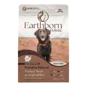 Earthborn Holistic Primitive Natural Grain-Free Dry Dog Food Turkey Meal & Vegetables 4 lb
