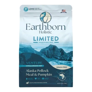 Earthborn Holistic Venture Limited Ingredient Diet Grain-Free Dry Dog Food Alaska Pollock Meal & Pumpkin 4 lb