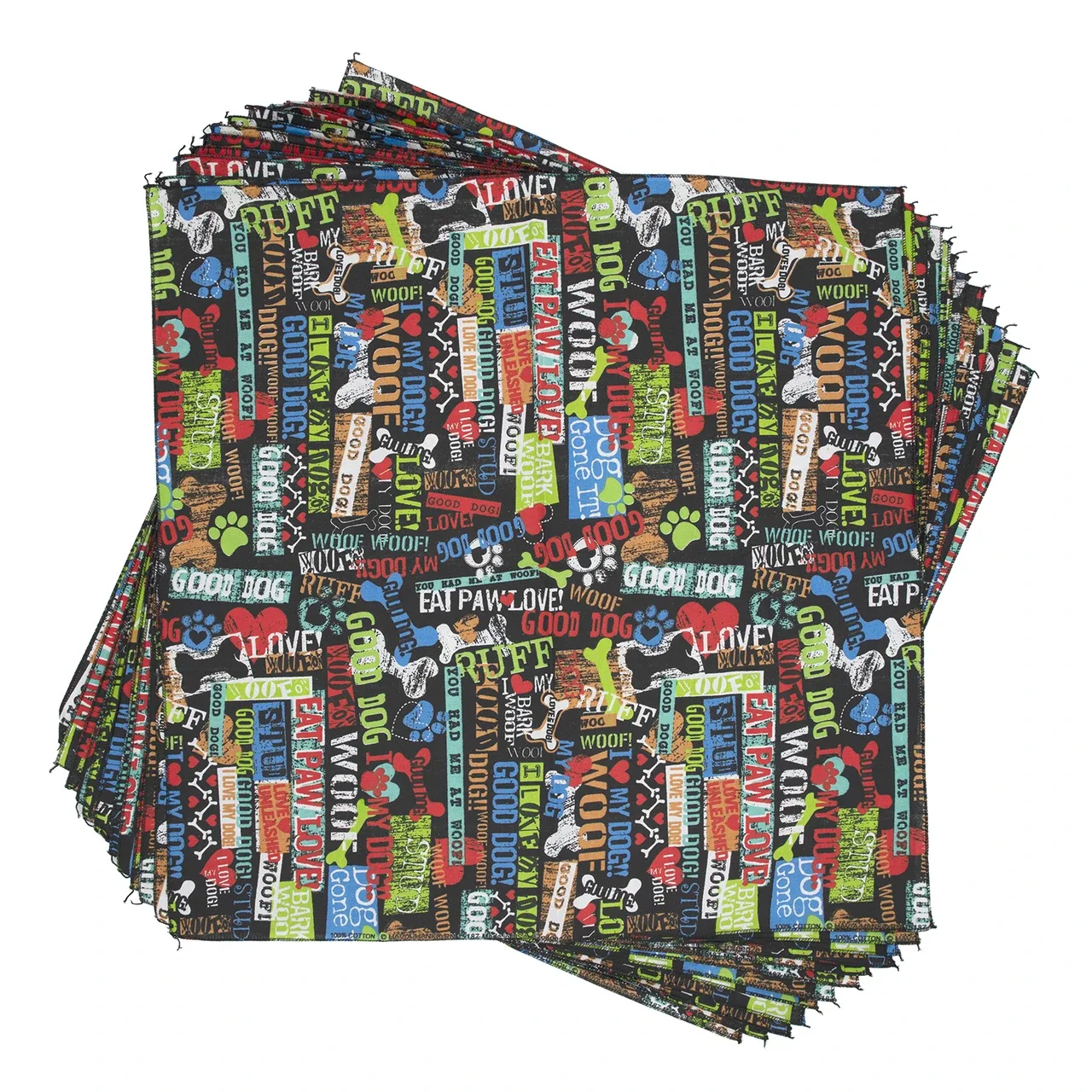 Eat, Paw, Love Dog Bandana, 22 inch, 12 Pack