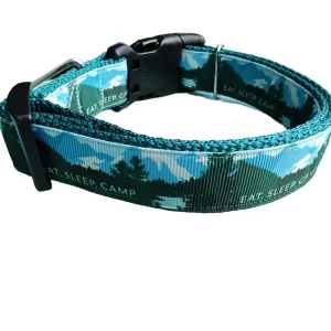 Eat, Sleep, Camp Super Heavy Nylon Dog Collar, Leash