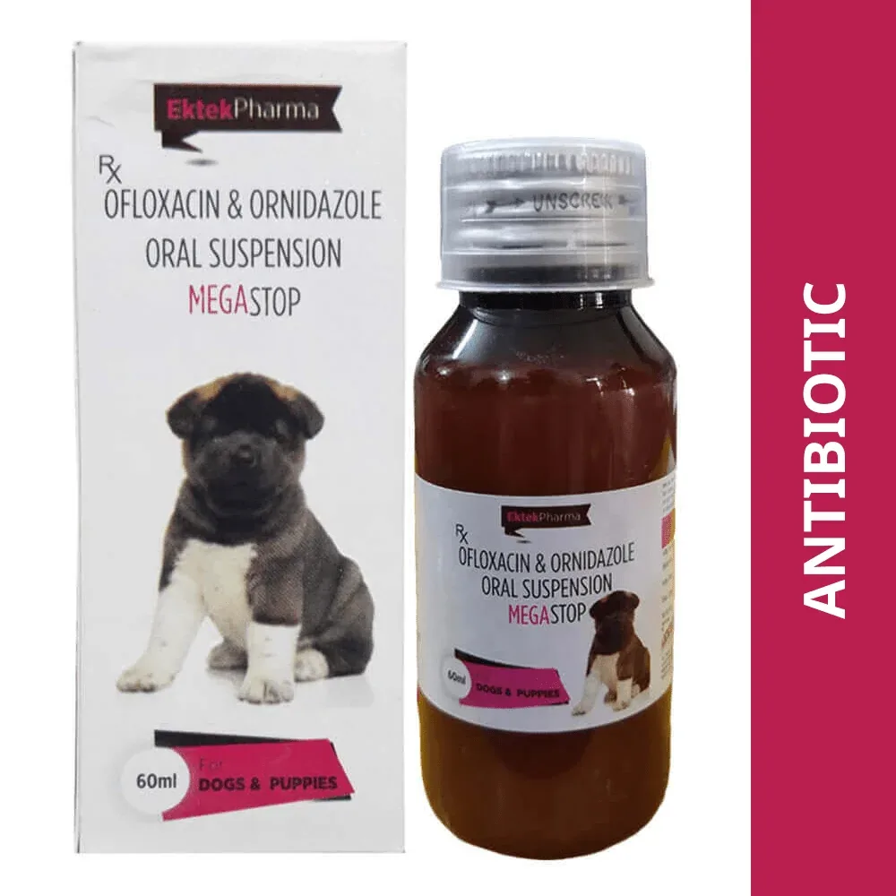 Ek Tek Mega Stop Syrup (Ofloxacin & Ornidazole) for Dogs and Puppies (60ml)