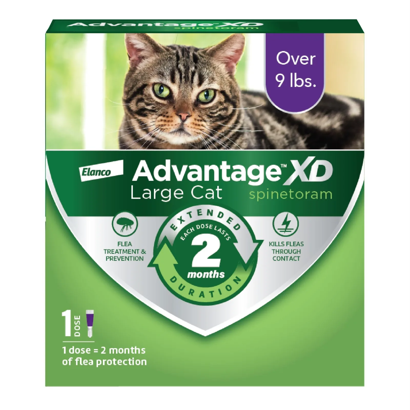 Elanco Advantage XD Topical Flea Protection for Cats 1 dose (2 months of protection) Large Cats (Over 9Lbs)