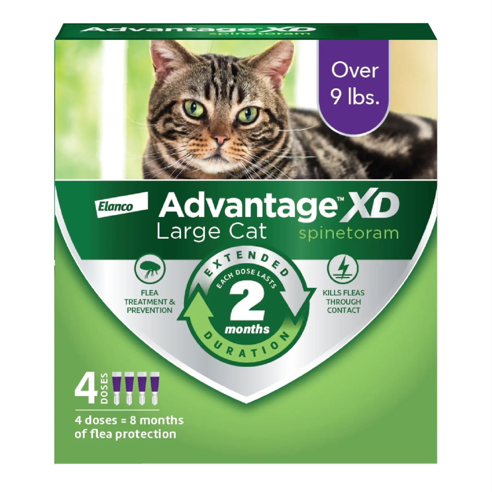 Elanco Advantage XD Topical Flea Protection for Cats 4 doses (8 months of protection) Large Cats (Over 9Lbs)
