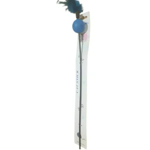 Emily Pets Feather Stick Toy Feathers Teaser with Bell for Cats (Blue)