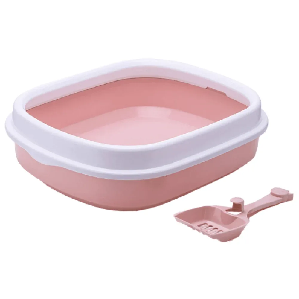 Emily Pets Litter Box With Scooper for Cats (Pink)
