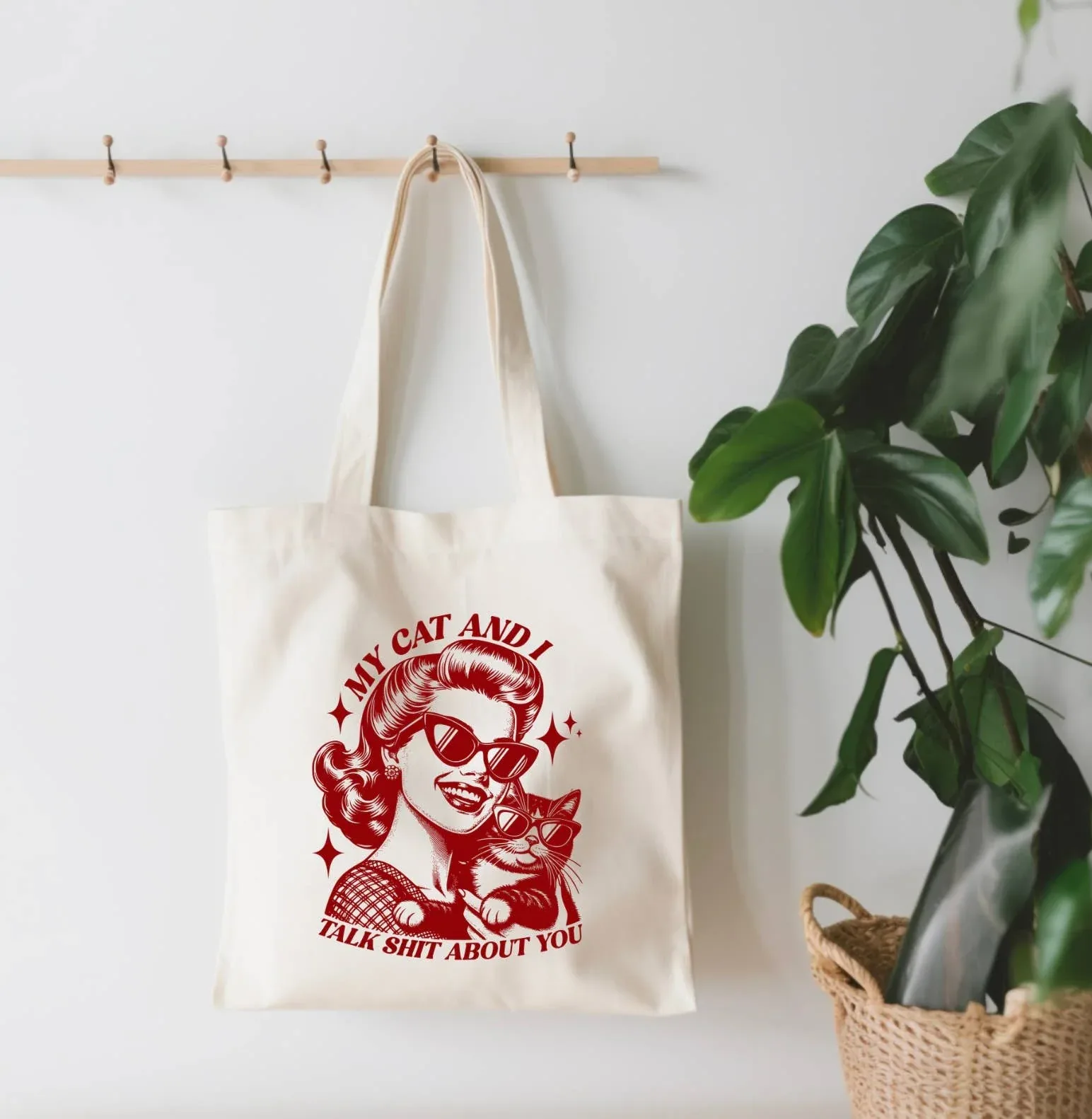 EnchantingSunshine - My Cat And I Talk About You Small Canvas Tote Bag