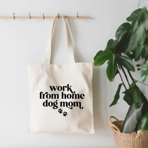EnchantingSunshine - Work From Home Dog Mom Small Canvas Tote Bag