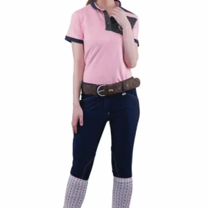 Equine Couture Ladies Sportif Natasha Knee Patch Breeches - UltraGripp Suede Riding Pants with Wide Waistband