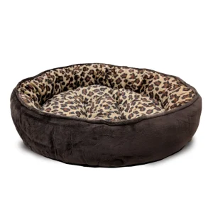 Ethical Pet Sleep Zone Cheetah Round Napper 20 in Chocolate